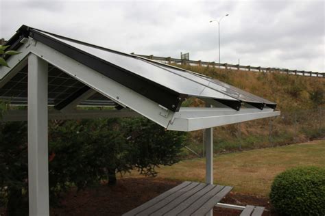 A Silicon Energy Crystalite Solar Picnic Shelter On Display At