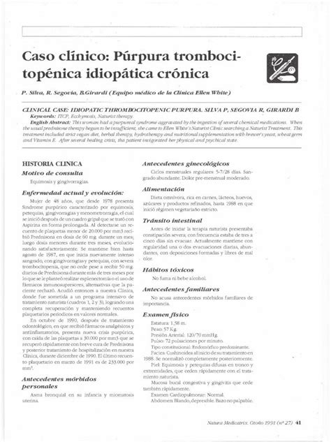 PDF Caso clínico Púrpura trotnboci topénica idiopática crónica