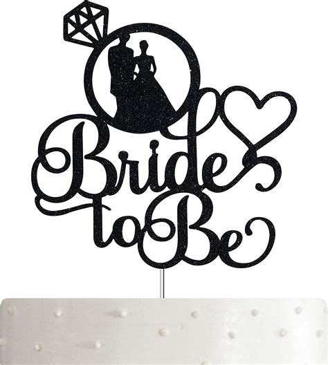 Black Glitter Bride To Be Cake Topper Bachelorette Party Decoration Cake Topper