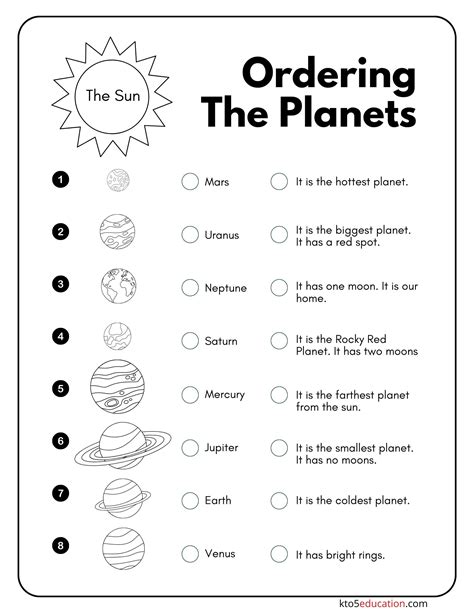 Planets Worksheets Sort Solar System Planets By Order Space