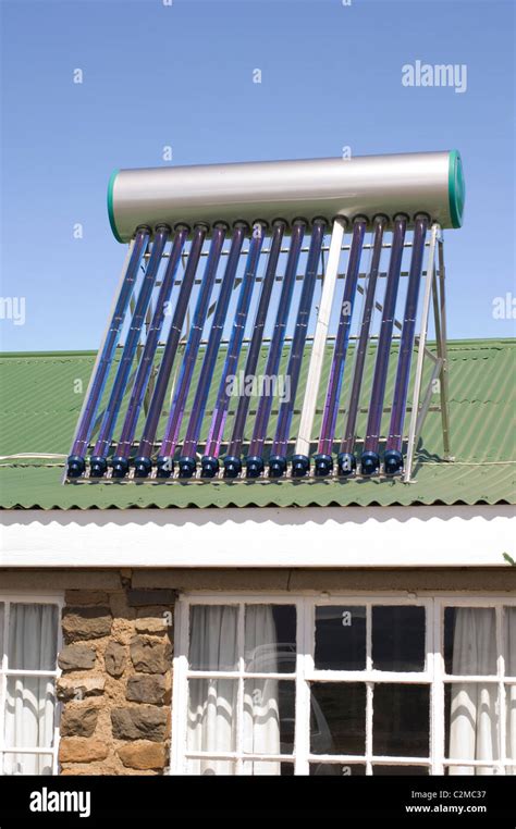 Rooftop Solar Water Heater Stock Photo Alamy