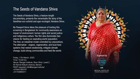 The Screening Of “the Seeds Of Vandana Shiva” — A Feature Length Documentary Bengal Institute