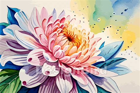 Chrysanthemum Flower Watercolor Art Graphic by Designbird · Creative ...