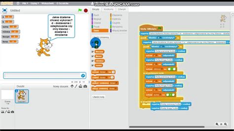 Program w Scratch który oblicza wszystkie działania Gromi Piti