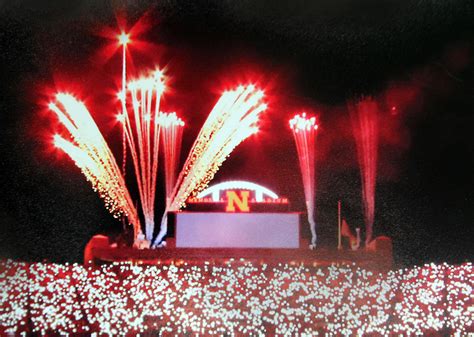 Nebraska Memorial Stadium Fireworks Pano Print