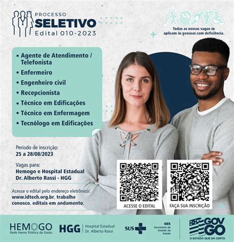 Hemocentro De Goi S Idtech Faz Sele O Para Contrata O E Cadastro De