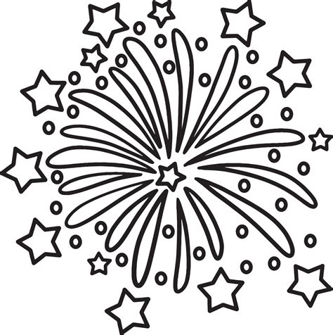 New Year Fireworks Isolated Coloring Page For Kids 11416918 Vector Art