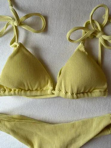 Kulani Kinis Padded Bralette Bikini Top Minimal Cheeky Bikini Bottom In Lemondrop Yellow