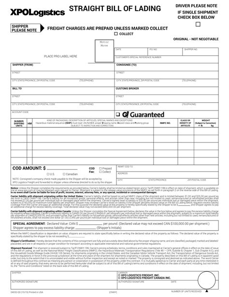 Bill Of Lading Form 19 Examples Format Pdf