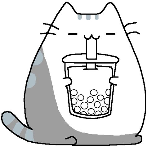 Pixilart Pusheen Drinking Boba Base By EVELINE S P AMI