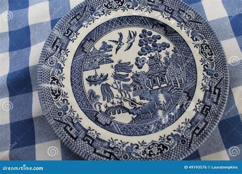 Vintage Blue Willow China Pattern Plate Stock Photo Image 49193576