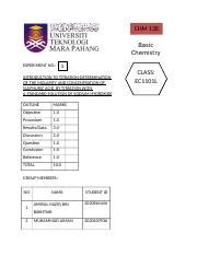 LAB REPORT 5 Docx CHM 138 Basic Chemistry EXPERIMENT NO 5