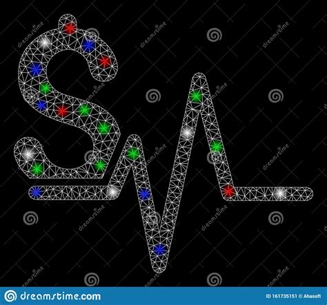 Bright Mesh D Financial Pulse With Flare Spots Stock Vector