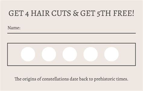 Free Hair Cut Beauty Salon Loyalty Card Template To Edit