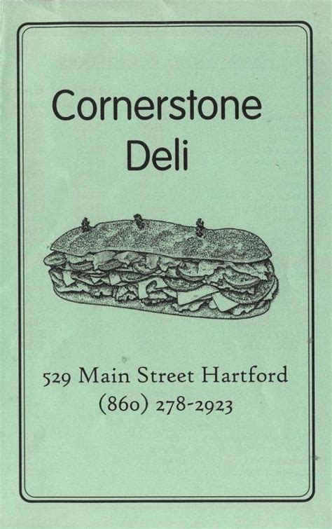 Menu Of Cornerstone Deli In Hartford Ct 06103