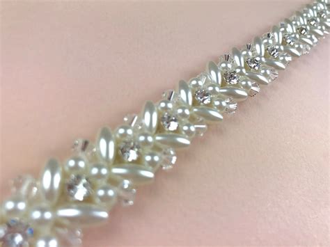 Narrow Pearl Bridal Belt Pearl Sash Wedding Belt Full Etsy Uk