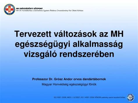 PPT Tervezett változások az MH egészségügyi alkalmasság vizsgáló