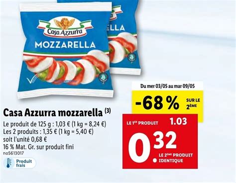 Promo Casa Azzurra Mozzarella Chez Lidl