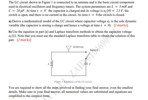 Solved The LC circuit shown in Figure 1 is connected to an | Chegg.com