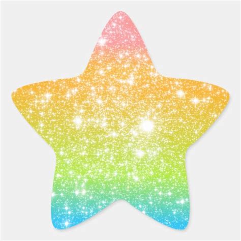 Pastel Rainbow Astral Glitter Star Sticker | Zazzle.com