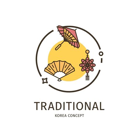 Korea Travel and Tourism Thin Line Icon Traditional Concept. Vector ...