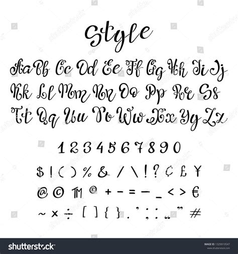 Handwritten Calligraphy Font Vector Alphabet Hand: vector de stock ...