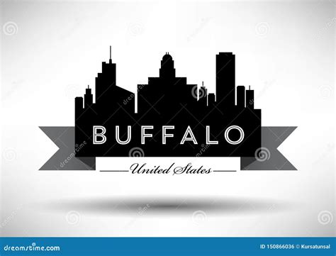 Buffalo Skyline Silhouette. Cartoon Vector | CartoonDealer.com #221470517