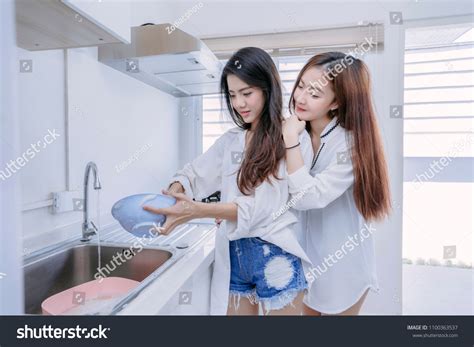 Same Sex Couple Women Asian Doing Stock Photo Shutterstock