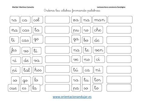 Ordena Las Silabas Para Formar Palabras