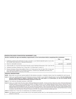 Fillable Online Pension Exclusion Computation Worksheet Fax Email Print