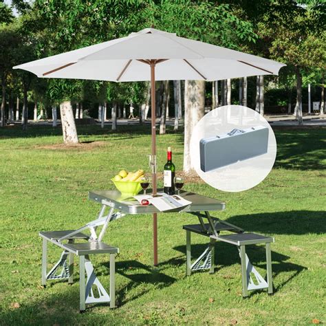 Portable Folding Picnic Table With Umbrella Hole Dazzling Decor