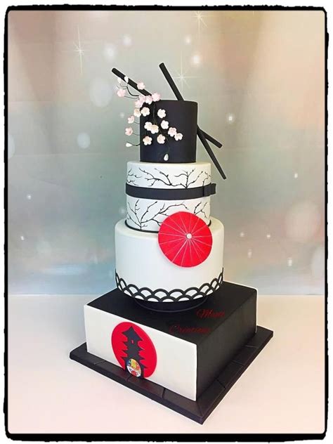 Japanese Cake By Madl Créations By Cindy Sauvage Themed Birthday Cakes Themed Cakes Japanese