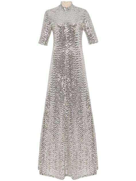 Rosetta Getty Zip Up High Neck Gown Silver Farfetch