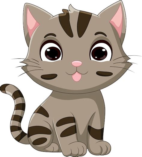 Un Lindo Gato De Dibujos Animados Sentado Vector Premium