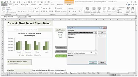 Dynamic Pivot Table Report Filters Excel Tutorial Youtube