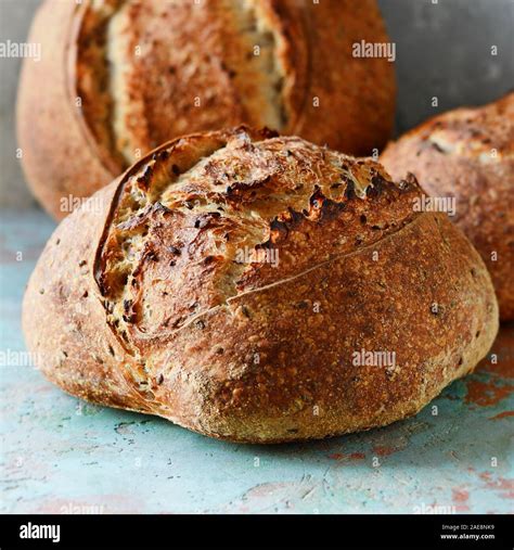 Homemade Freshly Baked Country Bread Made From Wheat And Whole Grain