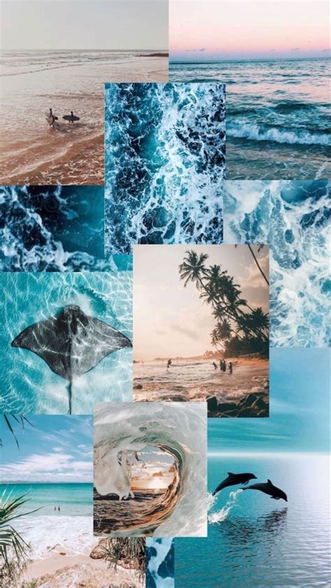 Ocean Collage Wallpaper Soyut Resim Tuval Soyut Resim Resim Duvarı