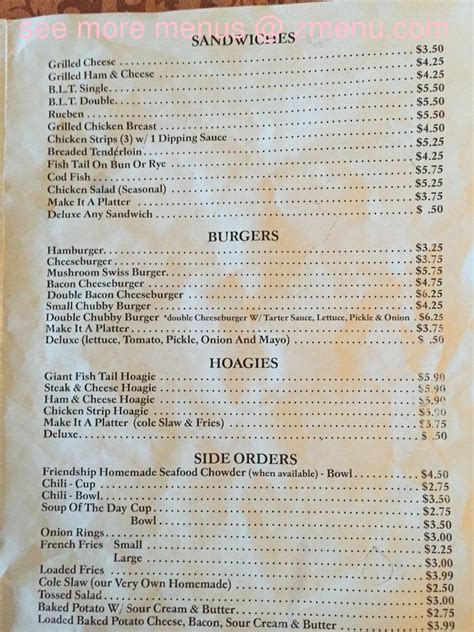 Menu at Friendship Inn Motel restaurant, Altus, N Main St