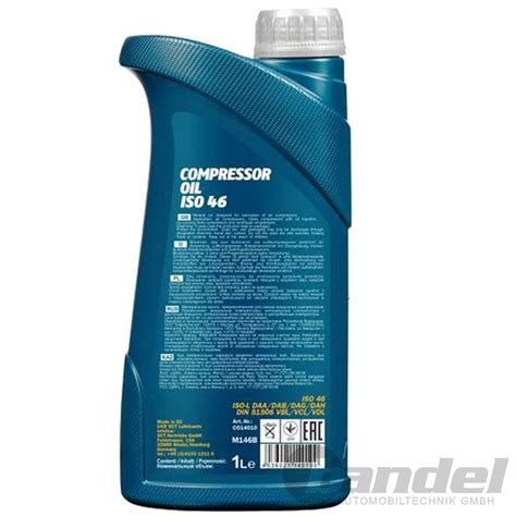 1 LITER MANNOL KOMPRESSORÖL ISO 46 VG VDL 46 KOMPRESSORENÖL