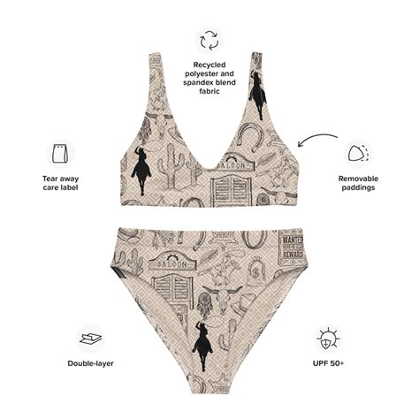 Western Bikini One Piece Swimsuit Cowgirl High Waisted Etsy