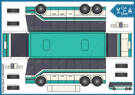 Fototapeta Kids Paper Craft Template Cut And Glue A Paper Bus Diy