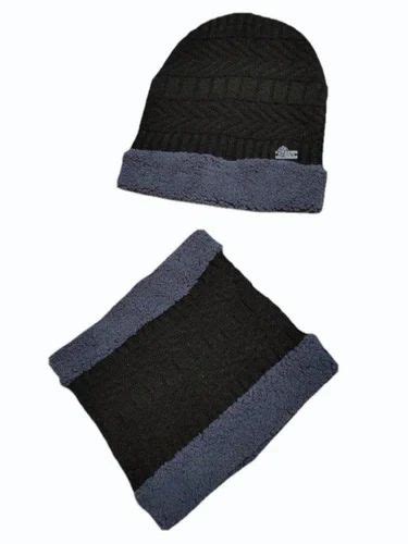 Knitted Men Woolen Winter Neck Scarf Cap Set Size Medium At Rs Set