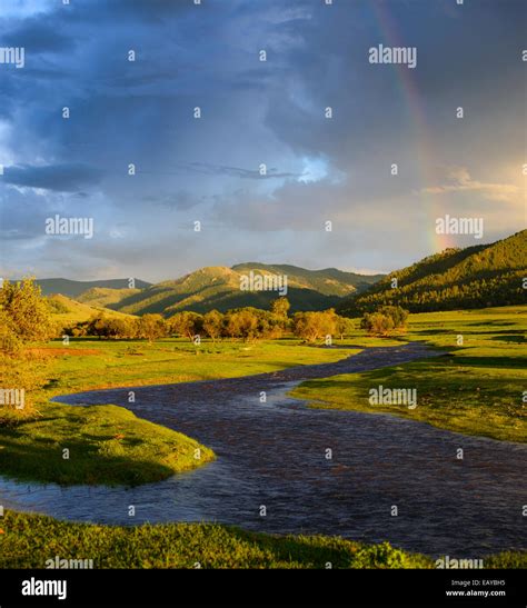 River Mongolian Steppe Mongolia Stock Photo Alamy