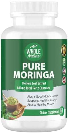 Whole Nature Moringa Capsules 800mg Organic Moringa Oleifera Leaves