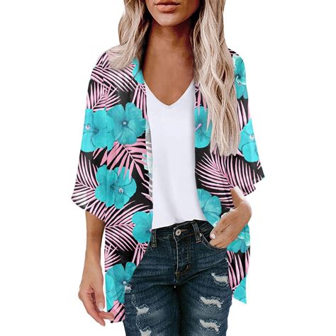 Edhitnr Lightweight Cardigans For Women Floral Print Puff Sleeve