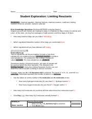 Exploring Limiting Reactants In Chemical Reactions Course Hero