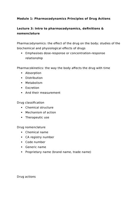 Module Summary Key Concepts In Pharmacology Module