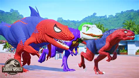 Spiderman Indoraptor And King Shark Team Vs Joker Can He Stop Them