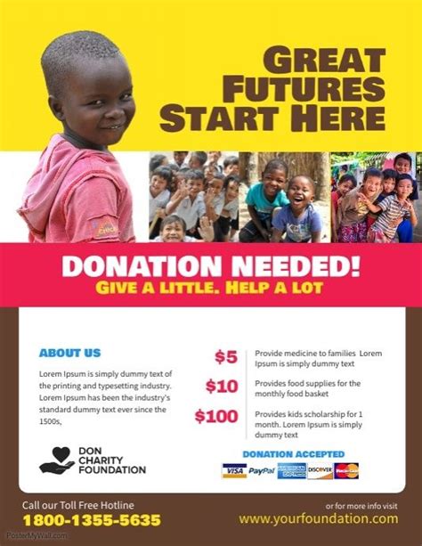 Charity Donation Fundraising Flyer Poster Template Fundraiser Flyer