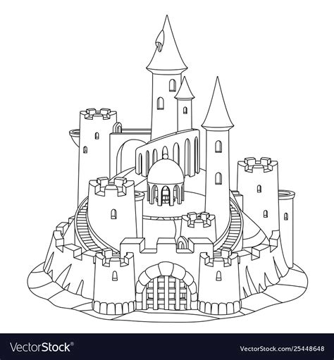 Black white fantasy castle sand sandcastle Vector Image